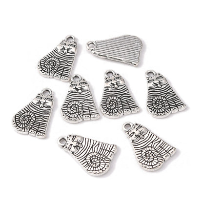 Stripey Cat Charm   Ant Silver 5