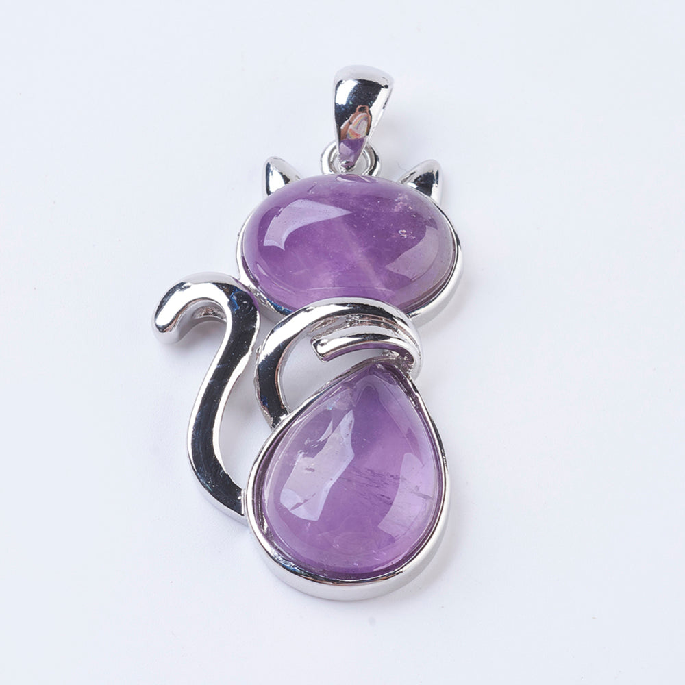 Elegant Cat Pendant   Amethyst Each
