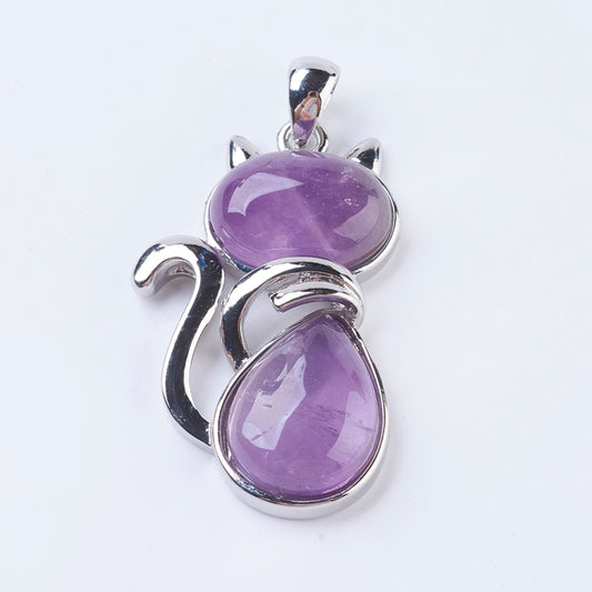 Elegant Cat Pendant   Amethyst Each