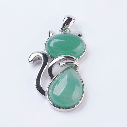 Elegant Cat Pend   Green Aventurine Each