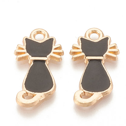 Whiskers & Tail Cat Charm   Jet Black Pair