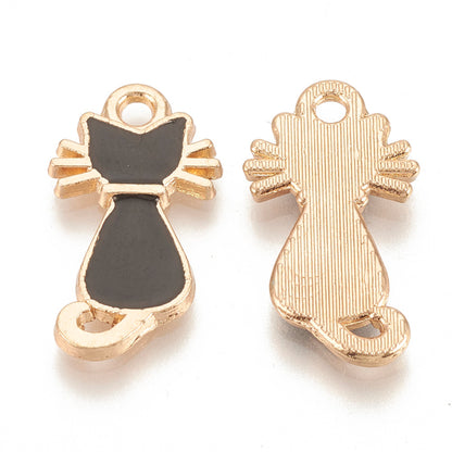 Whiskers & Tail Cat Charm   Jet Black Pair
