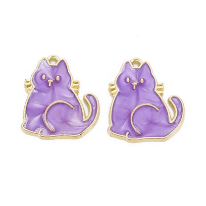 Surprised Cat Charm   Purple Pair
