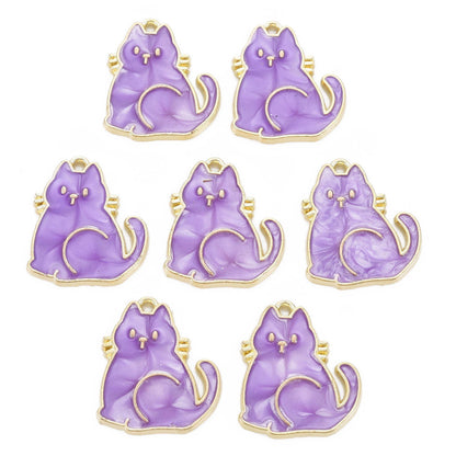 Surprised Cat Charm   Purple Pair