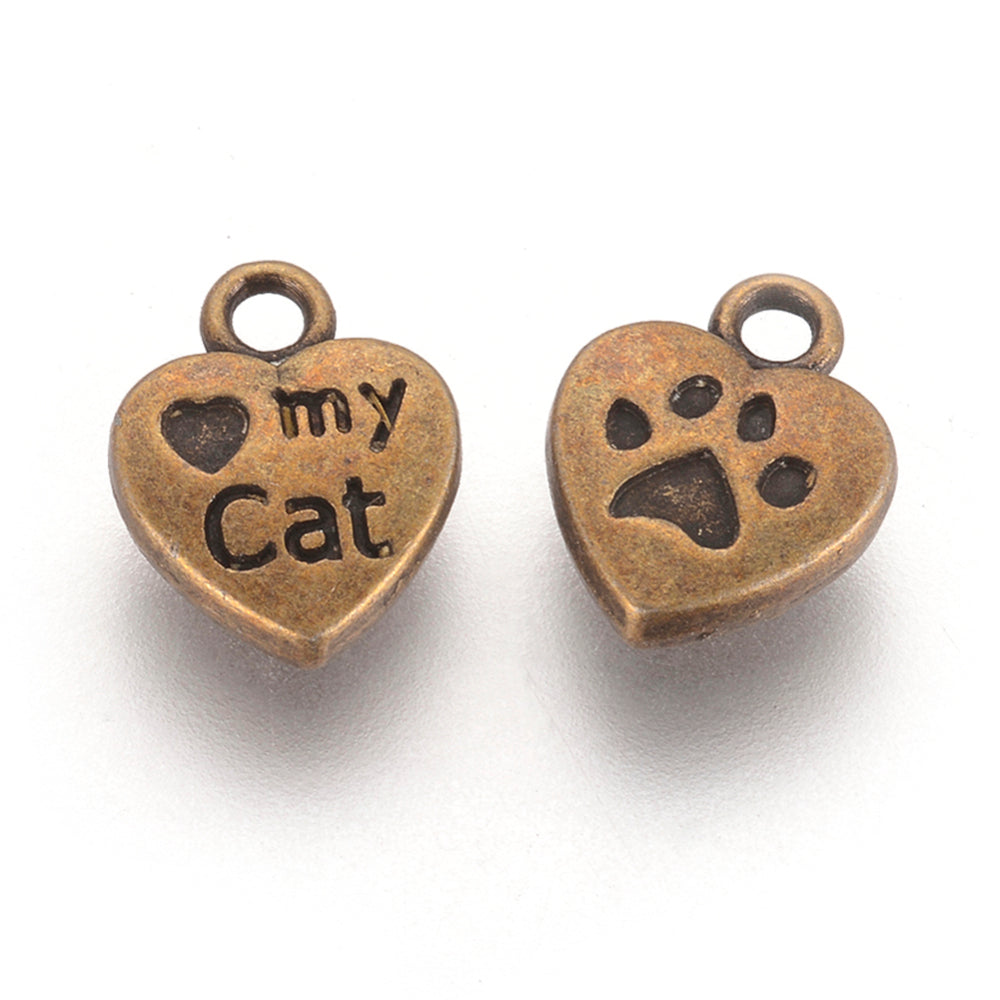 I Love My Cat Charm   Ant Gold 5