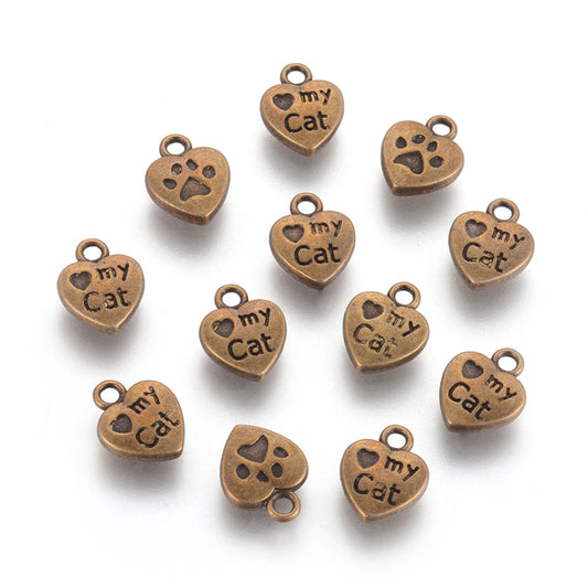 I Love My Cat Charm   Ant Gold 5