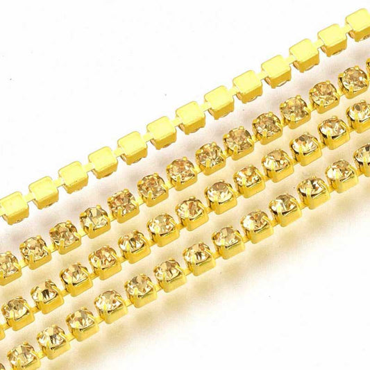 Rhinestone Cup Chain - 2mm (ss6.5) Prong Set - Citrine (Yard)