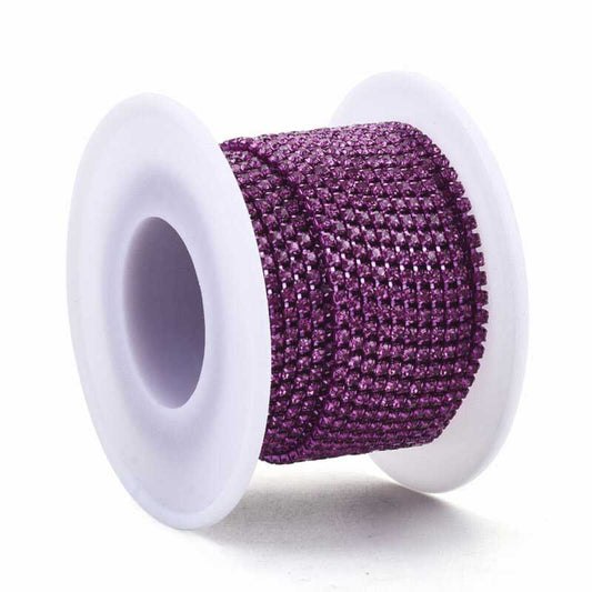 Rhinestone Cup Chain - 2mm (ss6.5) Prong Set - Fuchsia (Yard)