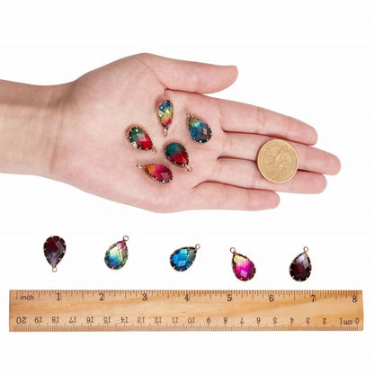 Fancy Rhinestone - 14x23mm - Faceted Pear Drop / Setting - Assorted Colours - Br