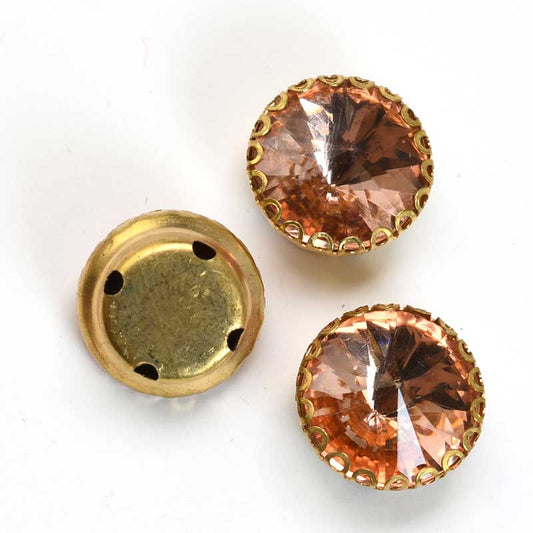 Sew-on Rhinestones - 12mm Rivoli Montees Round - Peach (5)