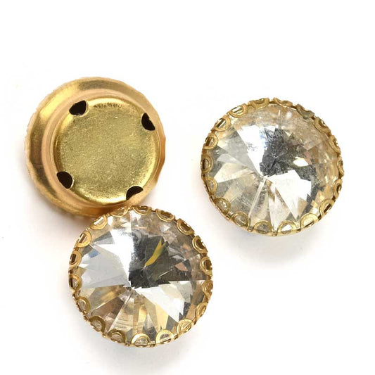 Sew-on Rhinestones - 12mm Rivoli Montees Round - Crystal (5)