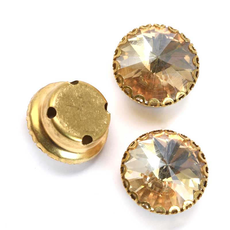 Sew-on Rhinestones - 12mm Rivoli Montees Round - Champagne (5)