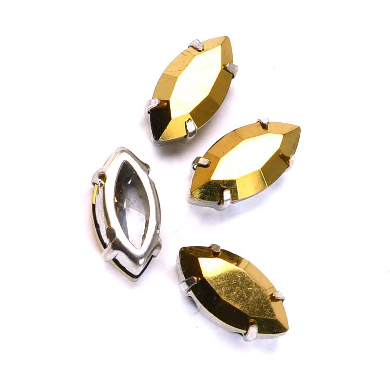 Sew-on Rhinestones - 5x10mm Marquise Montees - Aurum (50)