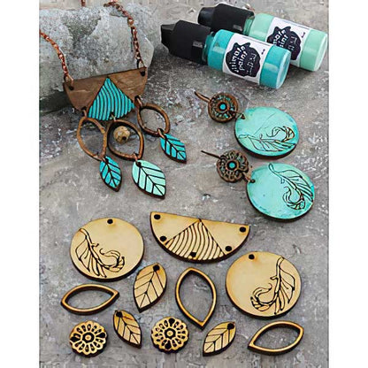 Colorful Soul Component Set - Bohemian Feather Panel - Natural Wood