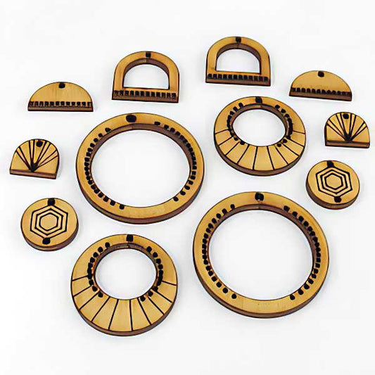 Colorful Soul Component Set - Geometric Hoops Panel - Natural Wood