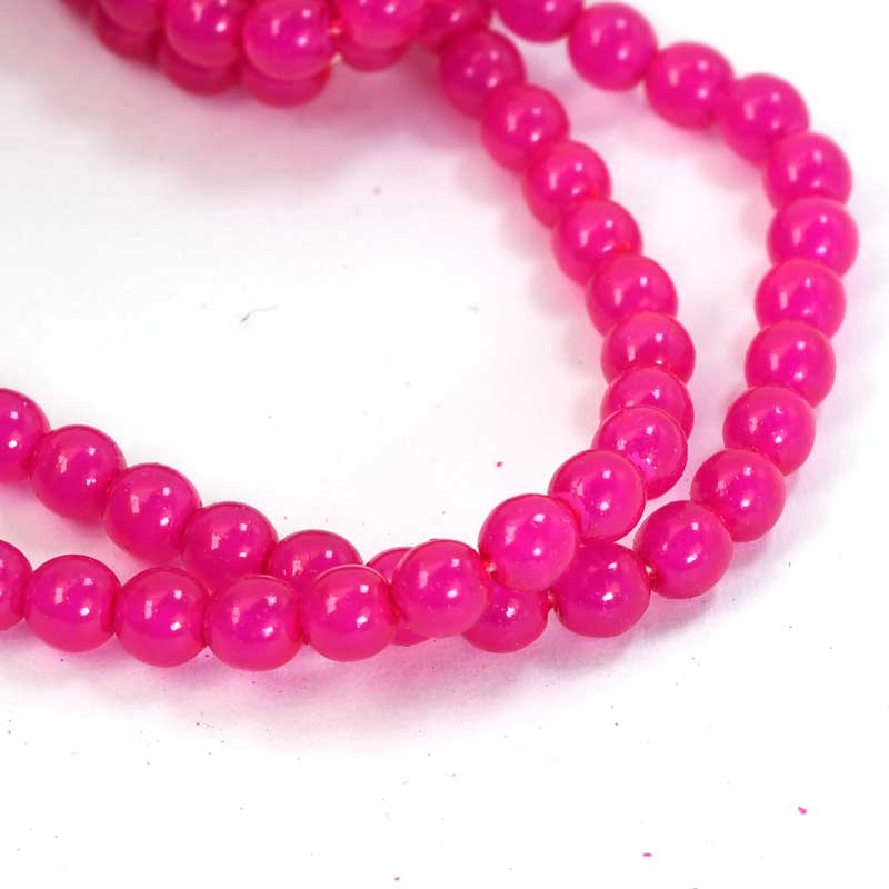 Vintage Glass - 4mm - Round Druk - Intense Hot Pink (25)