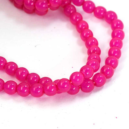 Vintage Glass - 4mm - Round Druk - Intense Hot Pink (25)