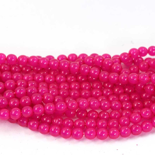 Vintage Glass - 4mm - Round Druk - Intense Hot Pink (25)