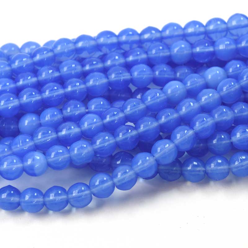 Vintage Glass - 5mm - Round Druk - Opaline Sky Blue (25)