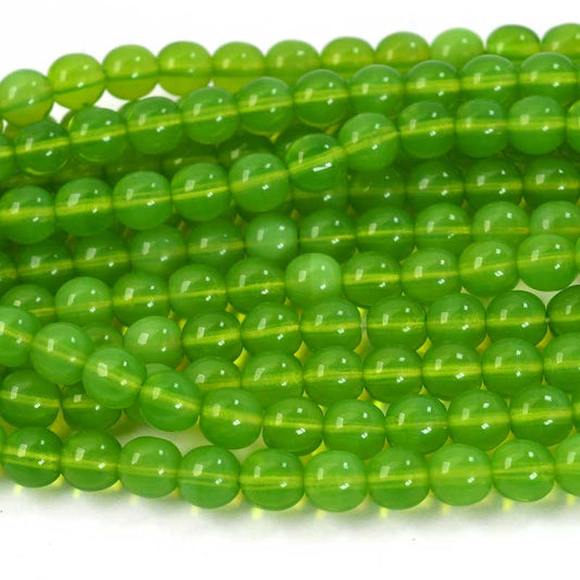 Vintage Glass - 6mm - Round Druk - Opaline Spring Green (25)