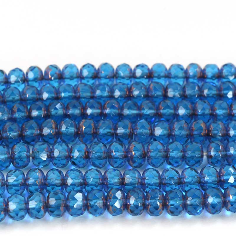 Vintage Czech Glass - 7x5mm - Faceted Fire Polish Donut Rondelle - Bronzed Dark 