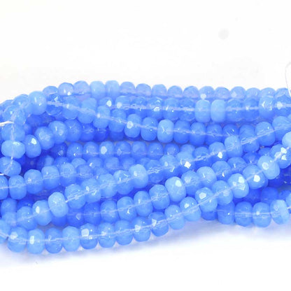 Vintage Czech Glass - 7x5mm - Faceted Fire Polish Donut Rondelle - Opaline Sky B