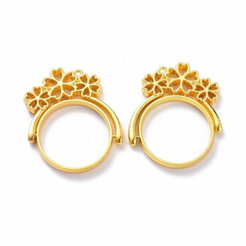 Open Bezel / Frame - ID 21.5mm - Flower Circle Pivot Rotating - Goldplated (4)