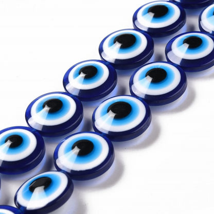 Resin Beads - 20mm - Protective Eye Round Puffy Lentil - Cobalt Blue (strand)