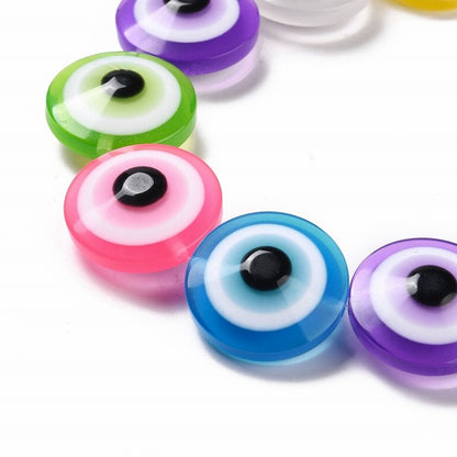 Resin Beads - 20mm - Protective Eye Round Puffy Lentil - Assorted (strand)