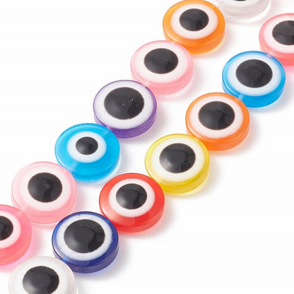 Resin Beads - 20mm - Protective Eye Round Puffy Lentil - Assorted (strand)