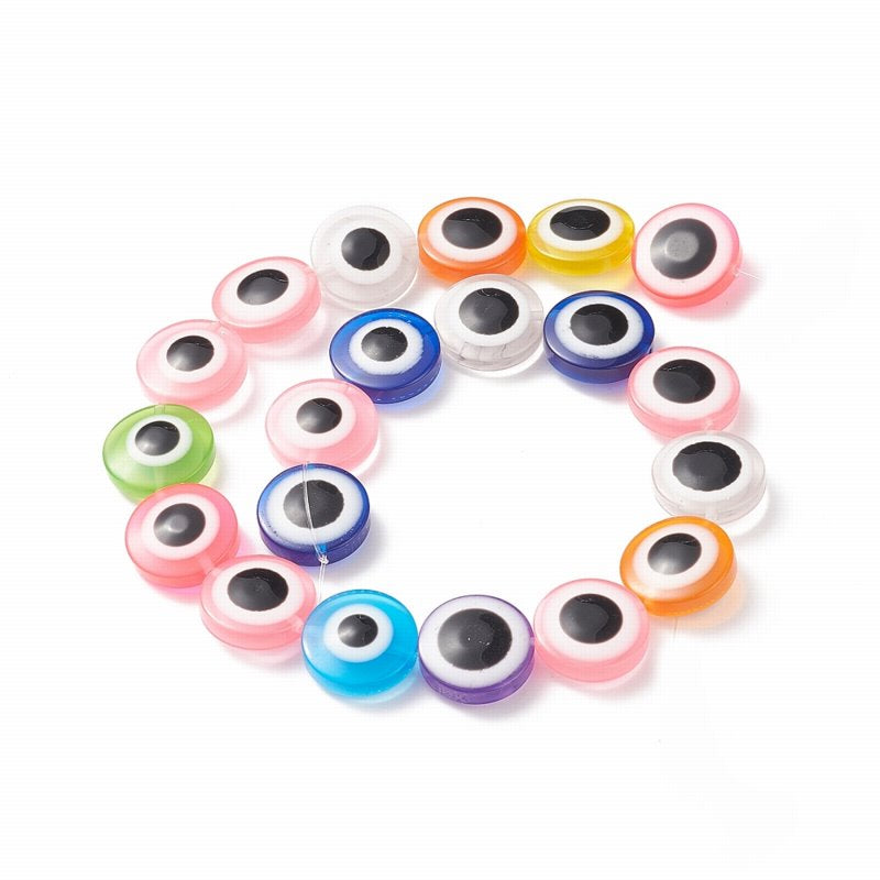 Resin Beads - 20mm - Protective Eye Round Puffy Lentil - Assorted (strand)