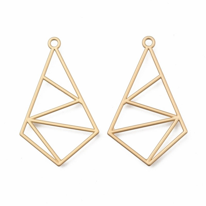 Finding - Earring / Pendant Angles Frame Open Bezel - Matte Gold (4)