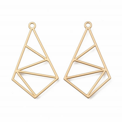 Finding - Earring / Pendant Angles Frame Open Bezel - Matte Gold (4)