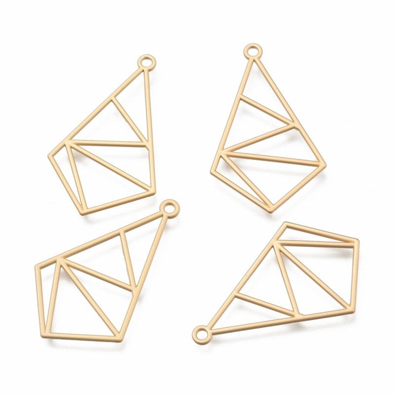 Finding - Earring / Pendant Angles Frame Open Bezel - Matte Gold (4)