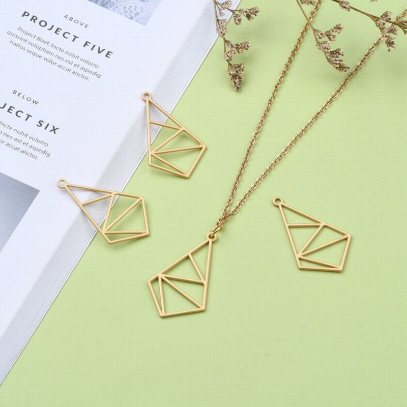Finding - Earring / Pendant Angles Frame Open Bezel - Matte Gold (4)
