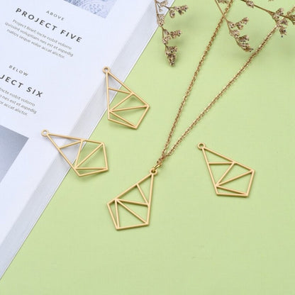 Finding - Earring / Pendant Angles Frame Open Bezel - Matte Gold (4)