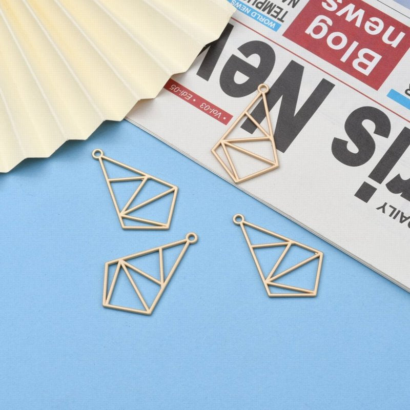 Finding - Earring / Pendant Angles Frame Open Bezel - Matte Gold (4)