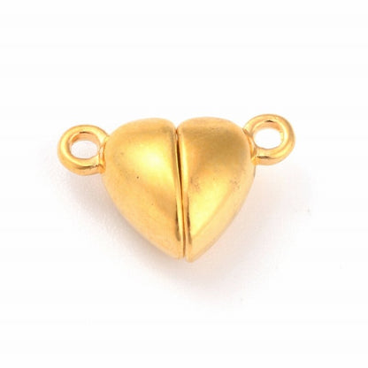 Clasp - Magnetic - 15mm - Heart - Gold (4sets)