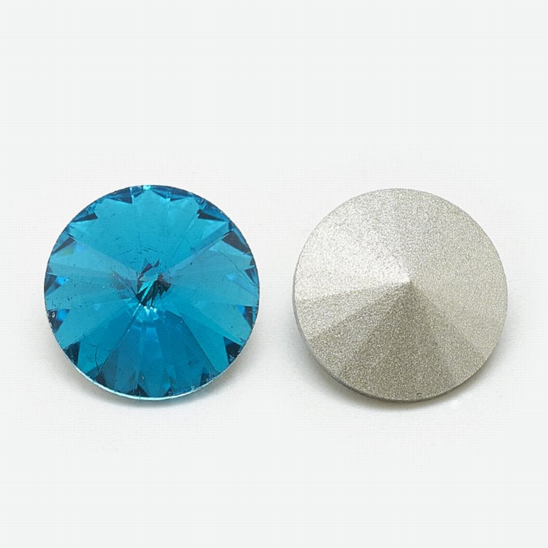 Faceted Fancy Crystal Rhinestone - 18mm - Rivoli - Aqua (5)
