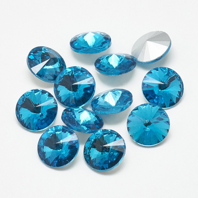 Faceted Fancy Crystal Rhinestone - 18mm - Rivoli - Aqua (5)
