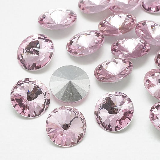 Faceted Fancy Crystal Rhinestone - 18mm - Rivoli - Light Rose (5)
