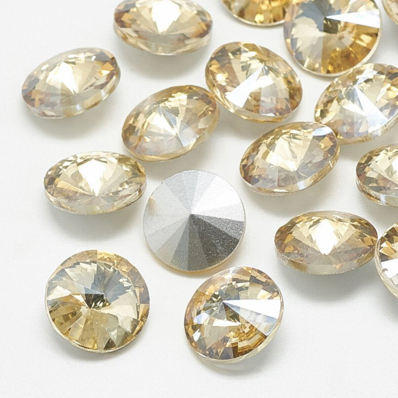 Faceted Fancy Crystal Rhinestone - 18mm - Rivoli - Light Colorado Topaz (5)