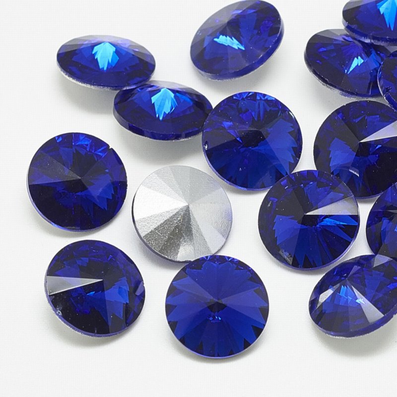 Faceted Fancy Crystal Rhinestone - 18mm - Rivoli - Dark Sapphire (5)