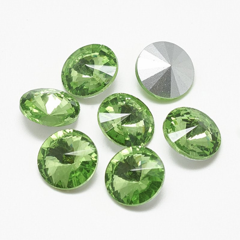 Faceted Fancy Crystal Rhinestone - 16mm - Rivoli - Peridot (5)