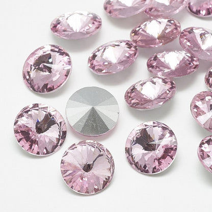 Faceted Fancy Crystal Rhinestone - 16mm - Rivoli - Light Rose (5)