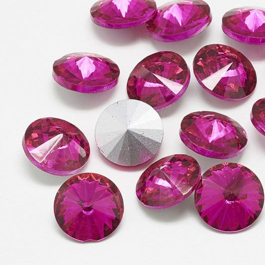 Faceted Fancy Crystal Rhinestone - 16mm - Rivoli - Rose (5)