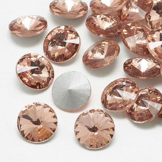 Faceted Fancy Crystal Rhinestone - 16mm - Rivoli - Vintage Rose (5)