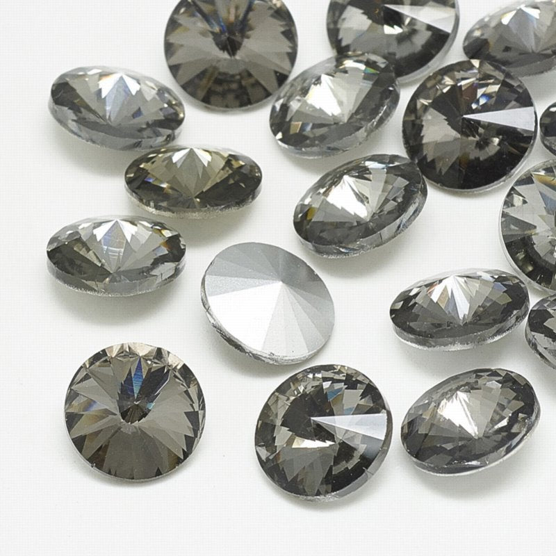 Faceted Fancy Crystal Rhinestone - 16mm - Rivoli - Black Diamond (5)