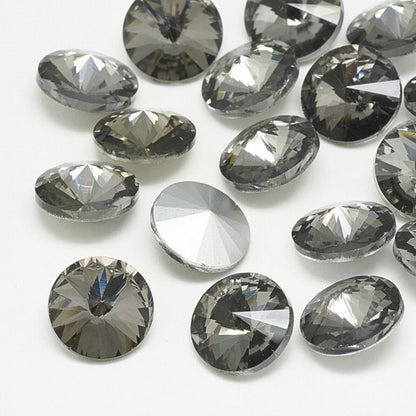 Faceted Fancy Crystal Rhinestone - 16mm - Rivoli - Black Diamond (5)
