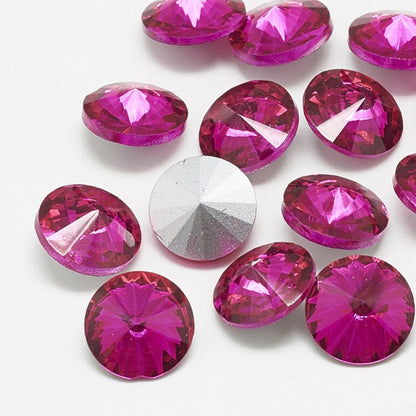Faceted Fancy Crystal Rhinestone - 10mm - Rivoli - Rose (5)